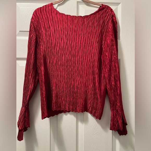 libra Red Bell Sleeve Textured Blouse Women’s Size XL - Picture 2 of 12